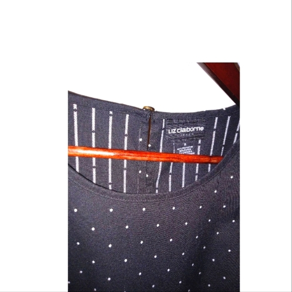 Liz Claiborne Career Sleeveless Black Top Polka Dot Top - Picture 3 of 7